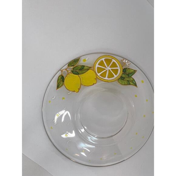 Lemons Cup And Saucer Set Yellow Glass Floral Vintage Retro Rare Find - Picture 6 of 16